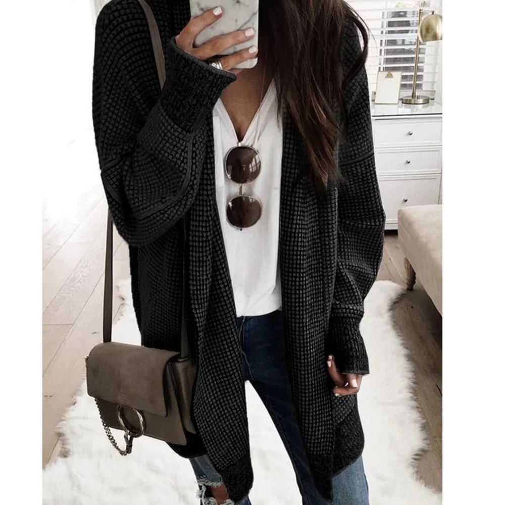 NWT Chunky Knit Pipette Cardigan Open Front Long Sweater